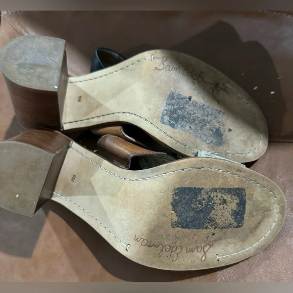 Sam Edelman Ivy Open Toe Sandal Chunky Heel boho US9 tan brown gold buckle party - Picture 4 of 5